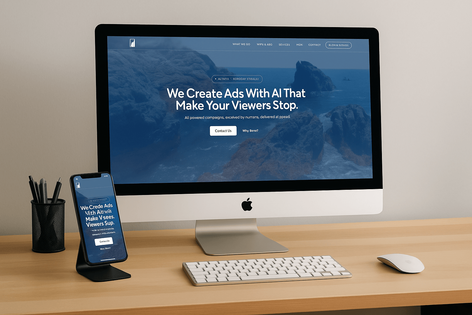 Desktop and mobile mockups
